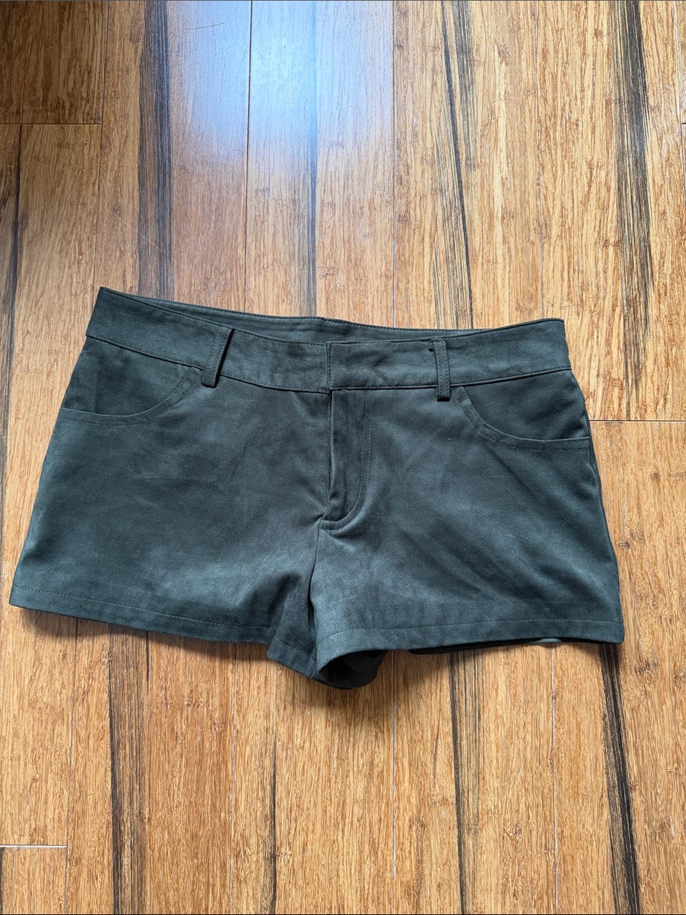 Zara Green Suede Low rise shorts